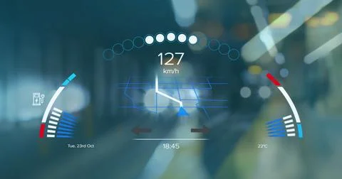 Image of security padlock and data processing over navy background Stock Photos