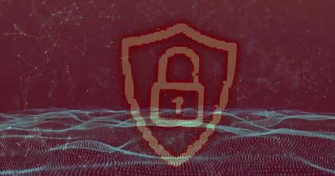 Image of security padlock and data processing Foto stock