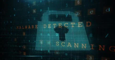 Image of security padlock over data processing on dark background Illustrazione stock