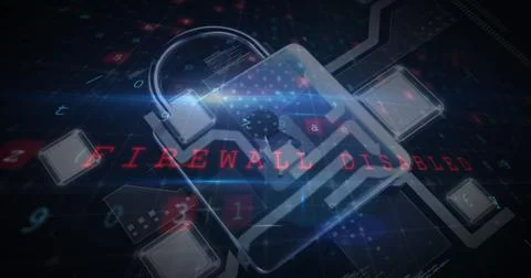 Image of security padlock over data processing on dark background Illustrazione stock