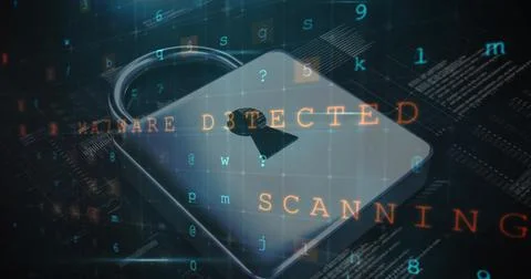 Image of security padlock over data processing on dark background Stock Illustration