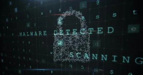 Image of security padlock over data processing on dark background Stock Illustration