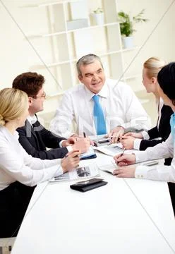 Image of senior leader making speech at meeting Stock Photos
