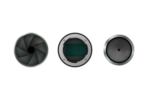 Image sensor, shutter and lens. Stock Illustration