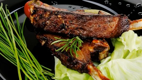 Image of served meat Video stock 88921643