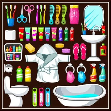 Image set of bathroom accessories. Stock Illustration