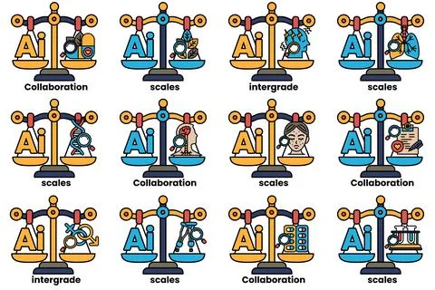 The image is a set of scales with different weights on each side Stock Illustration