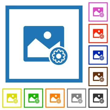 Image settings flat framed icons 스톡 일러스트