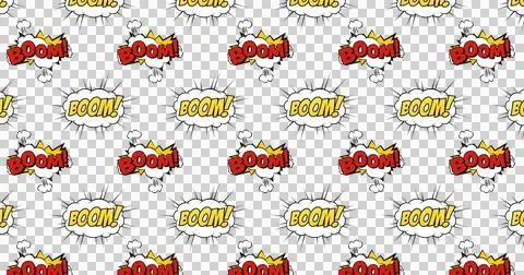 Image of several comic book bubbles with BOOM and ZAP written on a white Ilustración de archivo