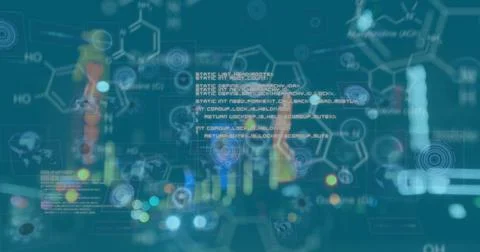 Image of shapes and data processing over road Ilustração Stock