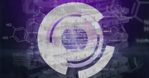 Image of shapes and data processing over server room Illustrazione stock