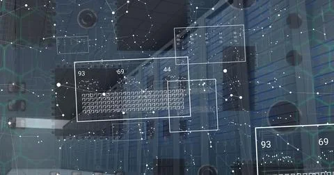 Image of shapes and data processing over computing board Stock Photos