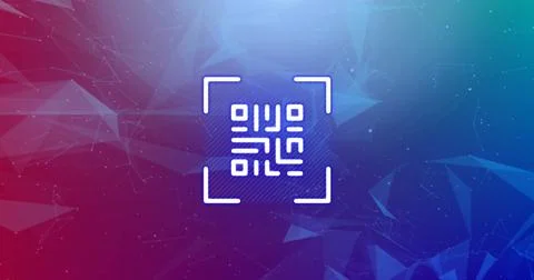 Image of shapes and qr code over red and blue background Stock Illustration