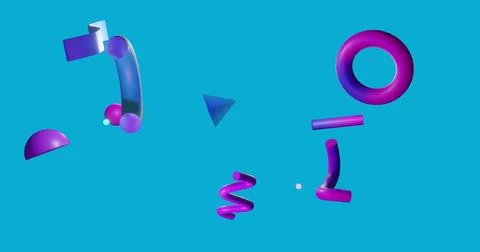 Image of shapes moving on blue background 库存照片