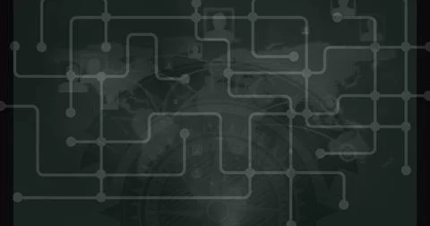 Image of shapes moving over data processing Stock Photos