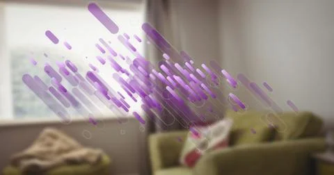 Image of shapes moving over empty house interior Ilustração Stock