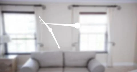 Image of shapes moving over empty house interior Ilustração Stock