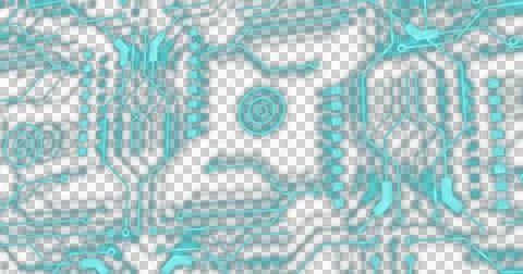 Image of shapes moving over network of connections, created using generative ai Illustrazione stock