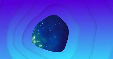 Image of shapes moving over spots on black background Ilustração Stock