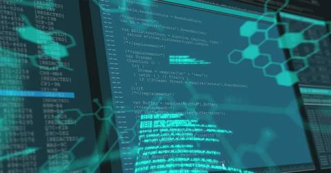 Image of shapes over data processing Stock Illustration