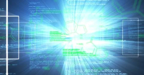 Image of shapes over data processing イラスト素材