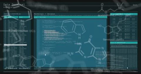 Image of shapes over data processing Illustrazione stock