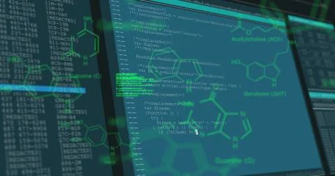 Image of shapes over data processing Illustrazione stock