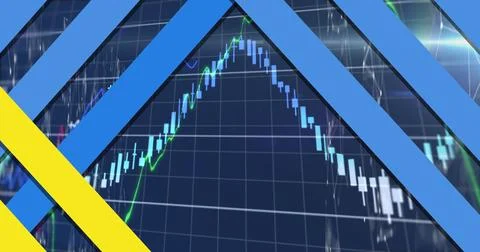 Image of shapes over data processing on black background 스톡 일러스트