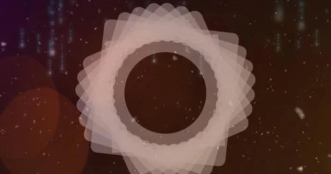 Image of shapes over data processing and snow falling on black background, copy Foto stock