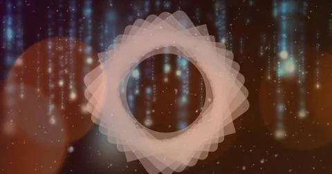 Image of shapes over data processing and snow falling on black background, copy Foto stock