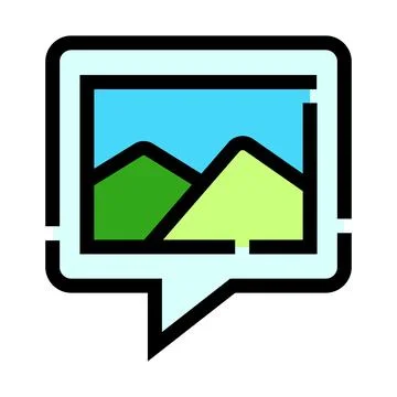 Image sharing and communication with speech bubble icon Stock Illustration