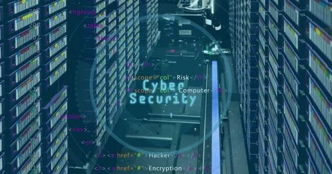 Image of shield icon and data processing over computer servers 写真素材