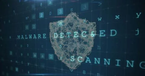 Image of shield over data processing Stock Photos