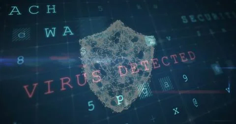 Image of shield over data processing Stock Photos