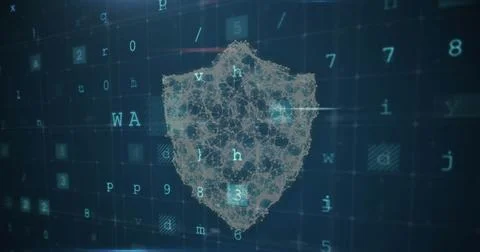 Image of shield over data processing Stock Photos