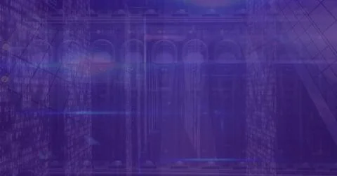 Image of shine text banner and screens of mosaic squares against close up view Stock Illustration