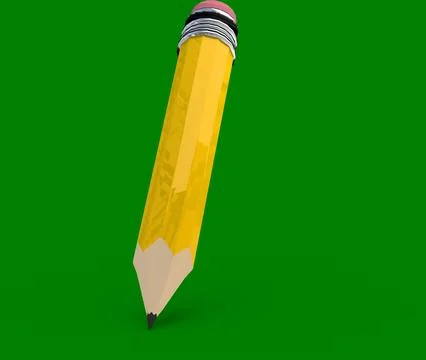 Image of short, worn down yellow pencil with eraser tip writing Stock-Illustration