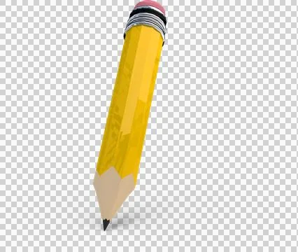 Image of short, worn down yellow pencil with eraser tip writing イラスト素材