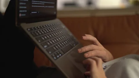 This image showcases a closeup view of hands actively typing on a laptop 스톡 동영상 289962855