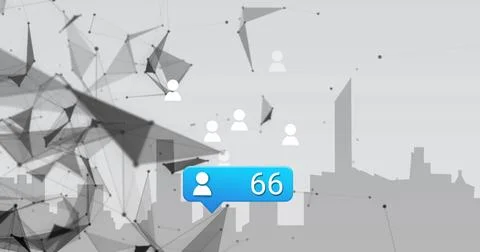 This image showcases a digital interface concept that includes a network of Stock Photos