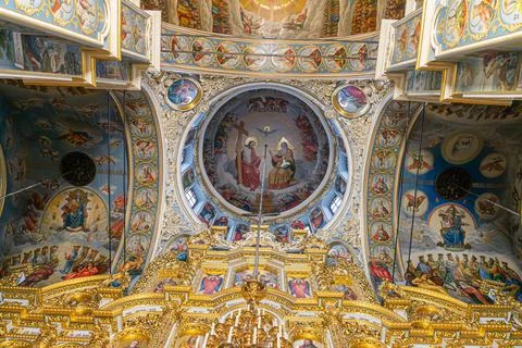 Image showcases a richly decorated interior with intricate mosaics reminisc.. Foto stock