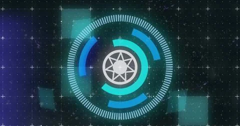 Image of showing circular scope with blue and white flashing lights Stock Illustration