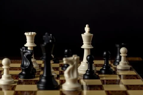 Image showing an ongoing chess game featuring a late game position. Versatile Stock Photos