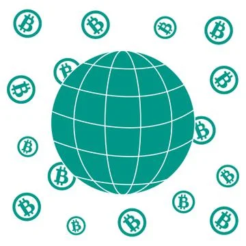 Image showing the possibility of using bitcoin as a means of payment in the w Stock Illustration