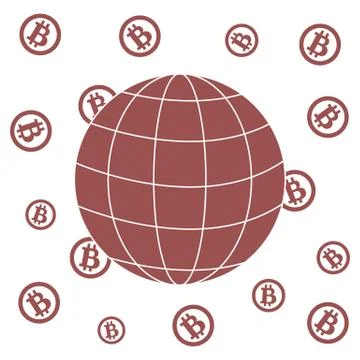 Image showing the possibility of using bitcoin as a means of payment in the w Stock Illustration