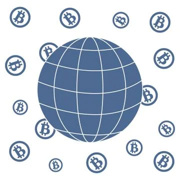 Image showing the possibility of using bitcoin as a means of payment in the w Stock Illustration