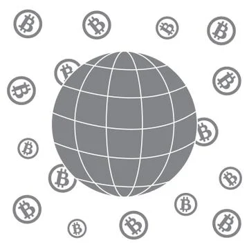 Image showing the possibility of using bitcoin as a means of payment in the w Stock Illustration