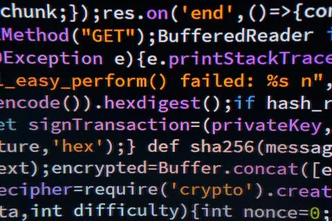 The image shows a C code snippet on a computer screen, structured and relevan Stock Photos