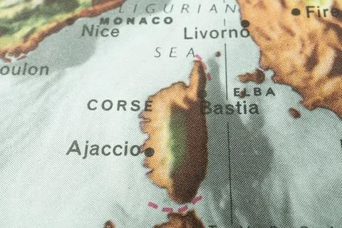 This image shows a close-up section of a world map focusing on the Mediterr.. Stock Photos