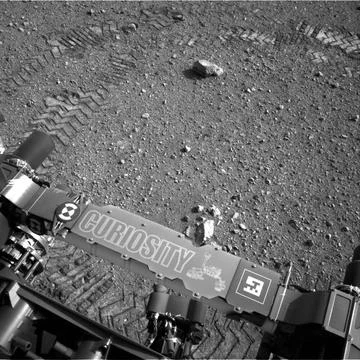This image shows a close-up of track marks from the first test drive of NA... 스톡 사진